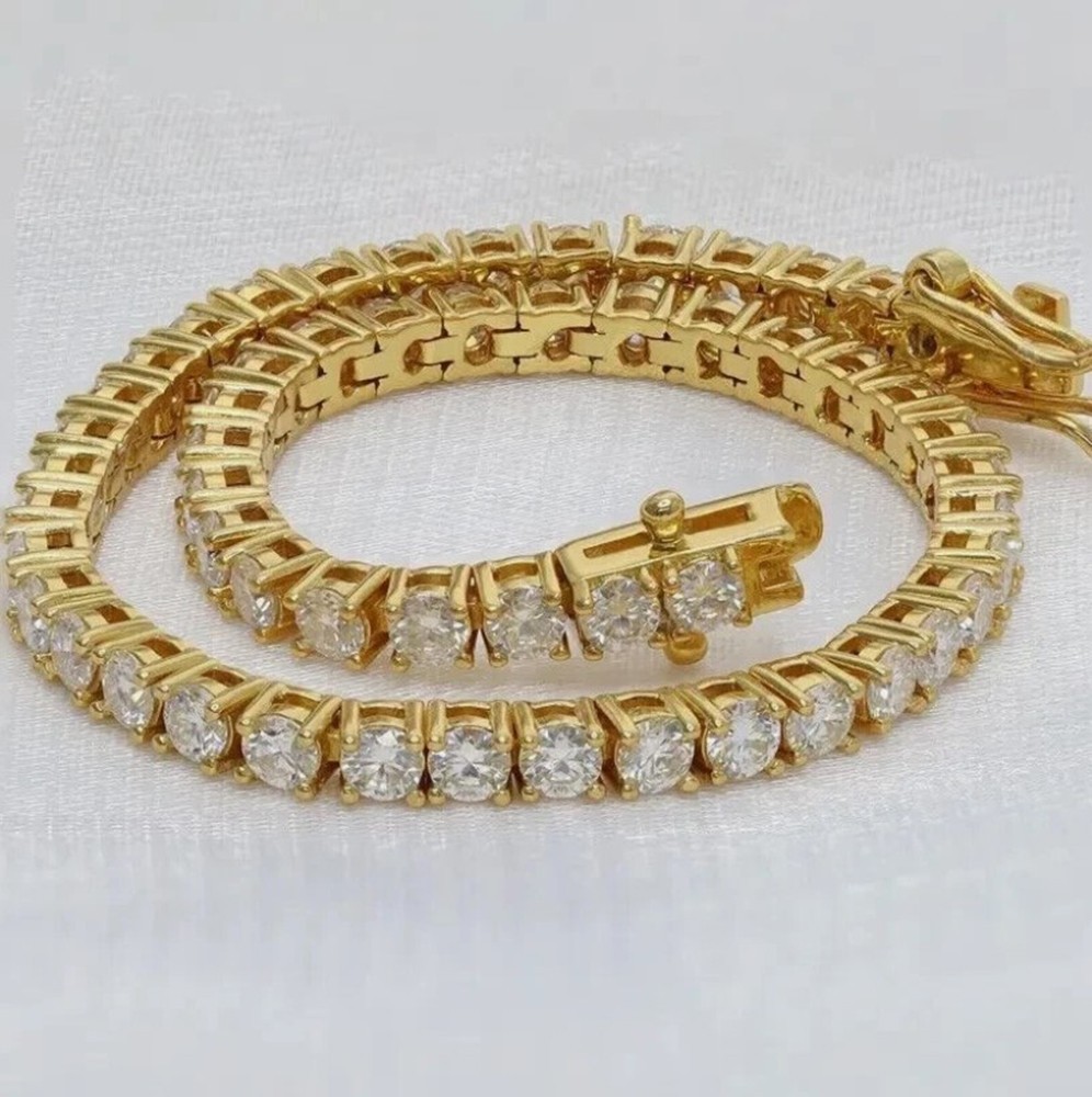 6 Ct Certified Round Lab Grown Diamond Tennis Bracelet 14k Yellow Gold Plated