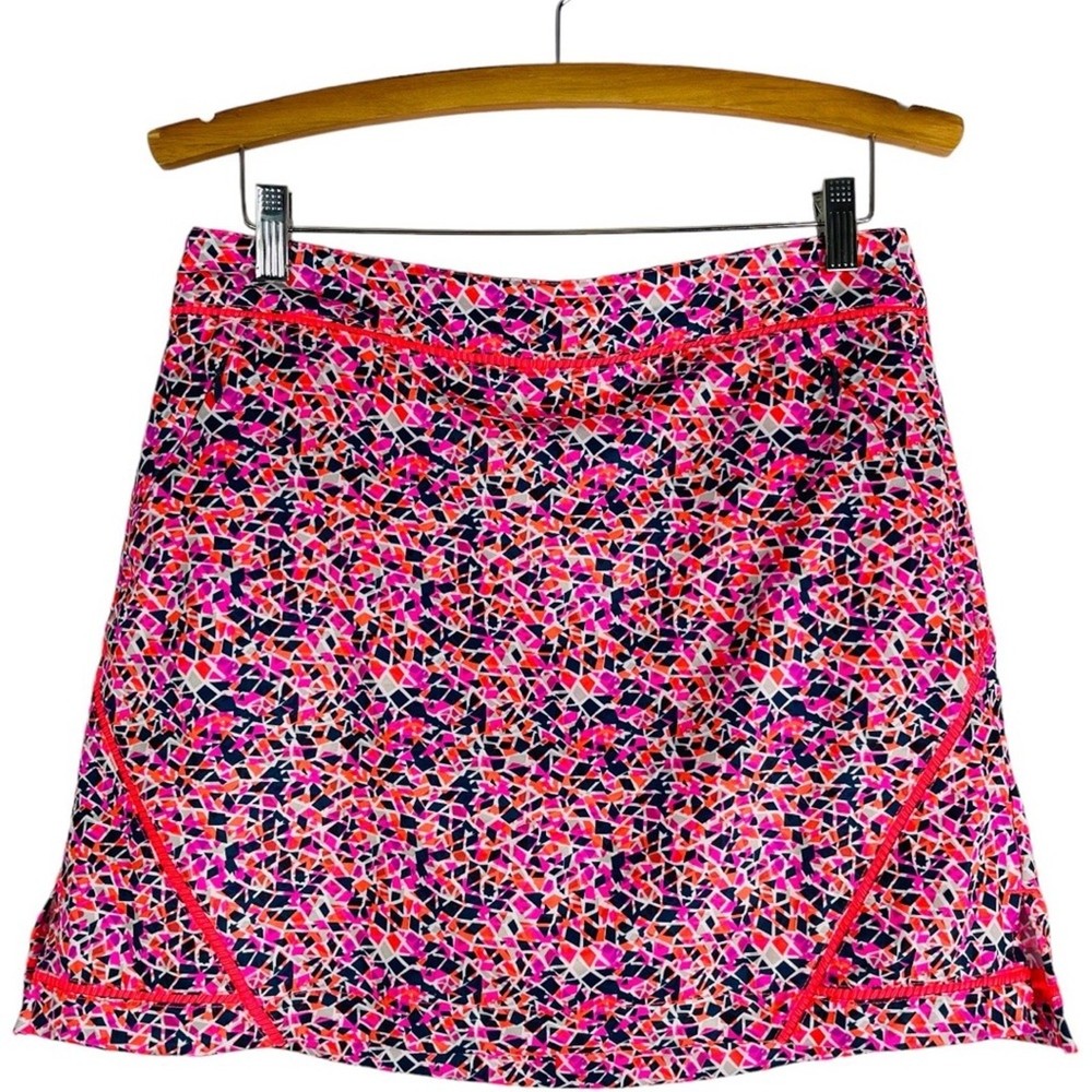 Lady Hagen Pink Orange Neon Abstract Golf Tennis Activewear Mini Skirt Size 6-image