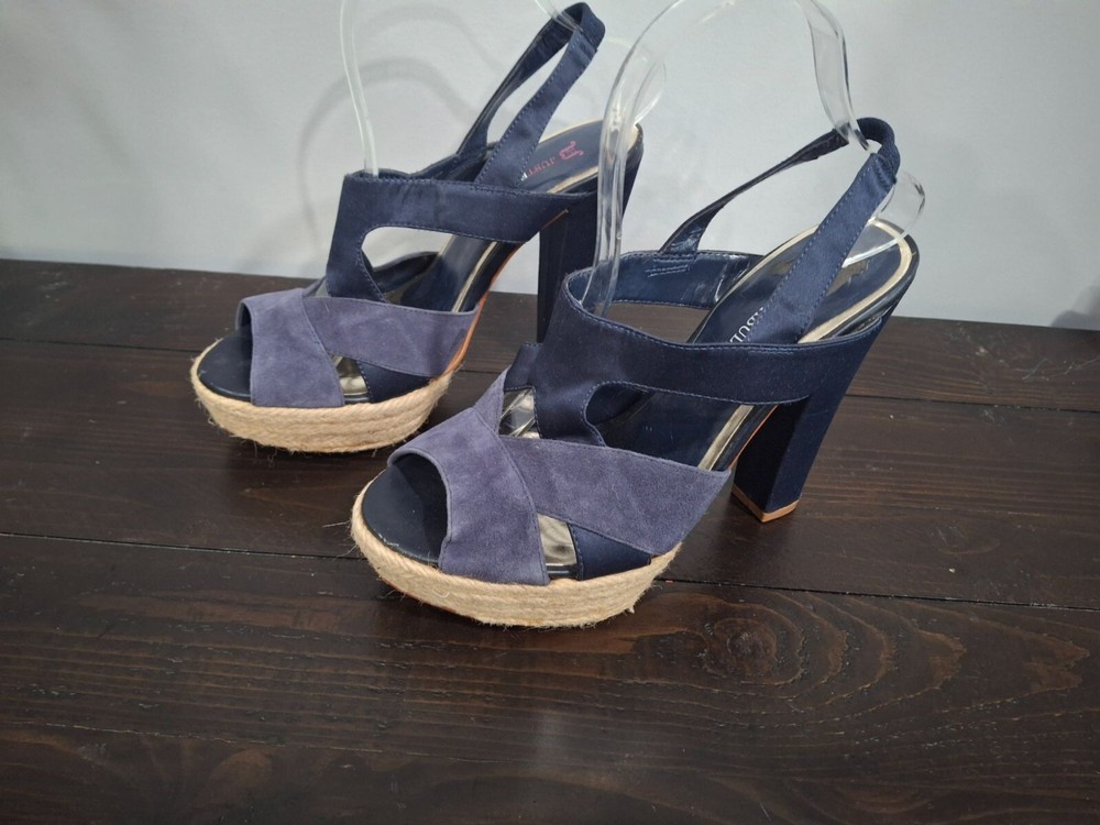 Just Fab Blue Strappy Heels Size 7 EUC Preowned Excellent Condition