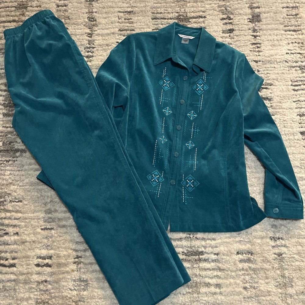 Allison Daley Size 14 Turquoise Shirt & Pants Set