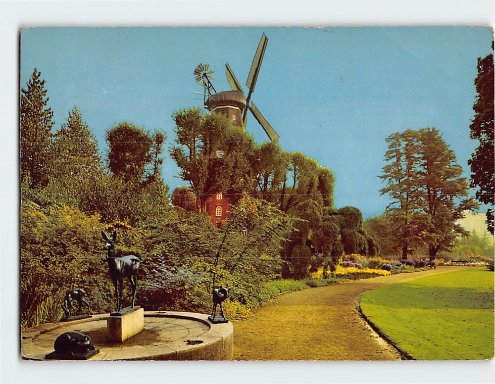 Postcard Mühle am Wall mit Rehbrunnen Bremen Germany