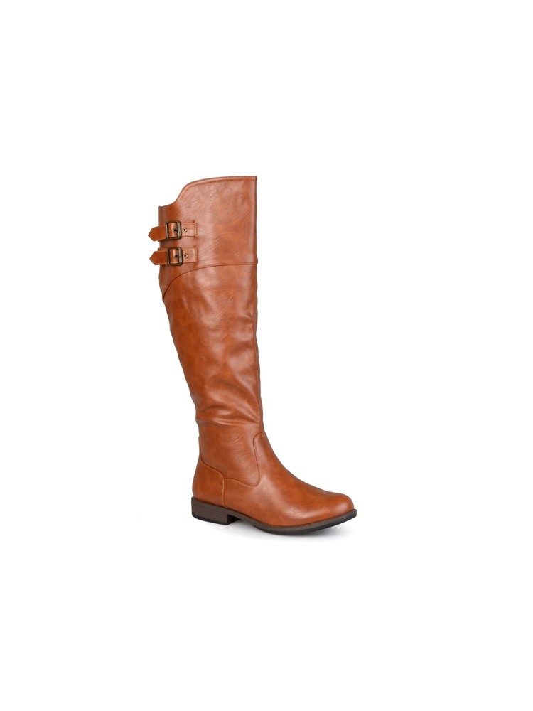 JOURNEE COLLECTION Womens Chestnut Beige Vega Toe Block Heel Riding Boot 8 WC