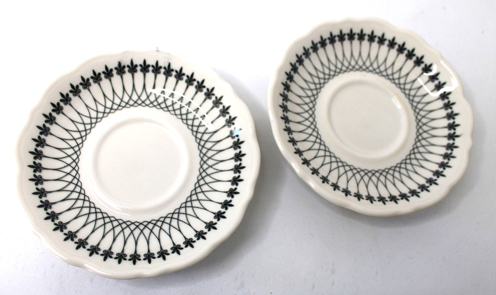 VTG Syracuse China Black Lace Saucers Trinket Plates -  Set of 2