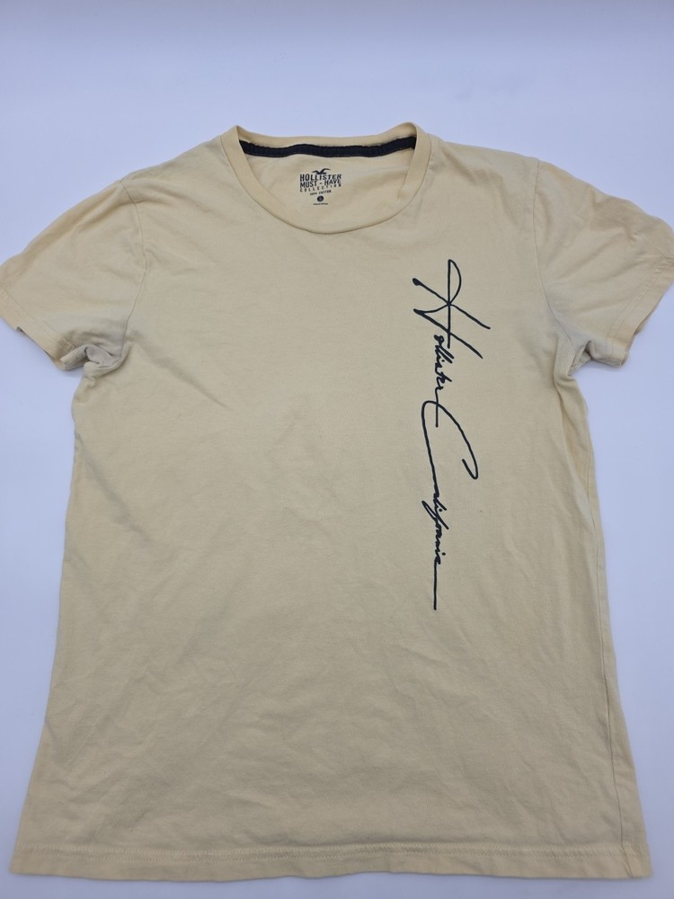 Hollister T-shirt Men S Yellow Logo 100% Cotton.#45093