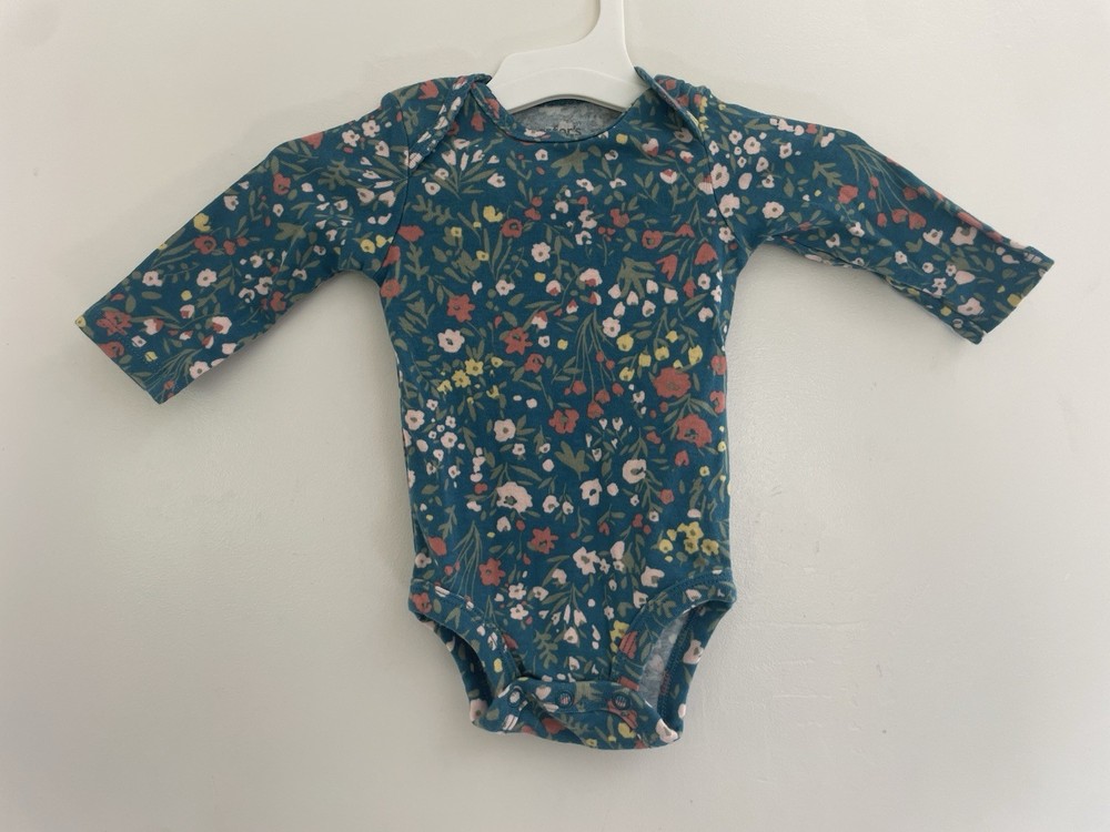 Carter's Baby Girls Allover Floral Lace 100% Cotton Long Sleeve Bodysuit Teal 3M