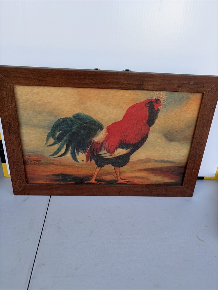 Vtg French Rooster By Alexandra Churchill Folk Art #1 In Series 12x17 Framed