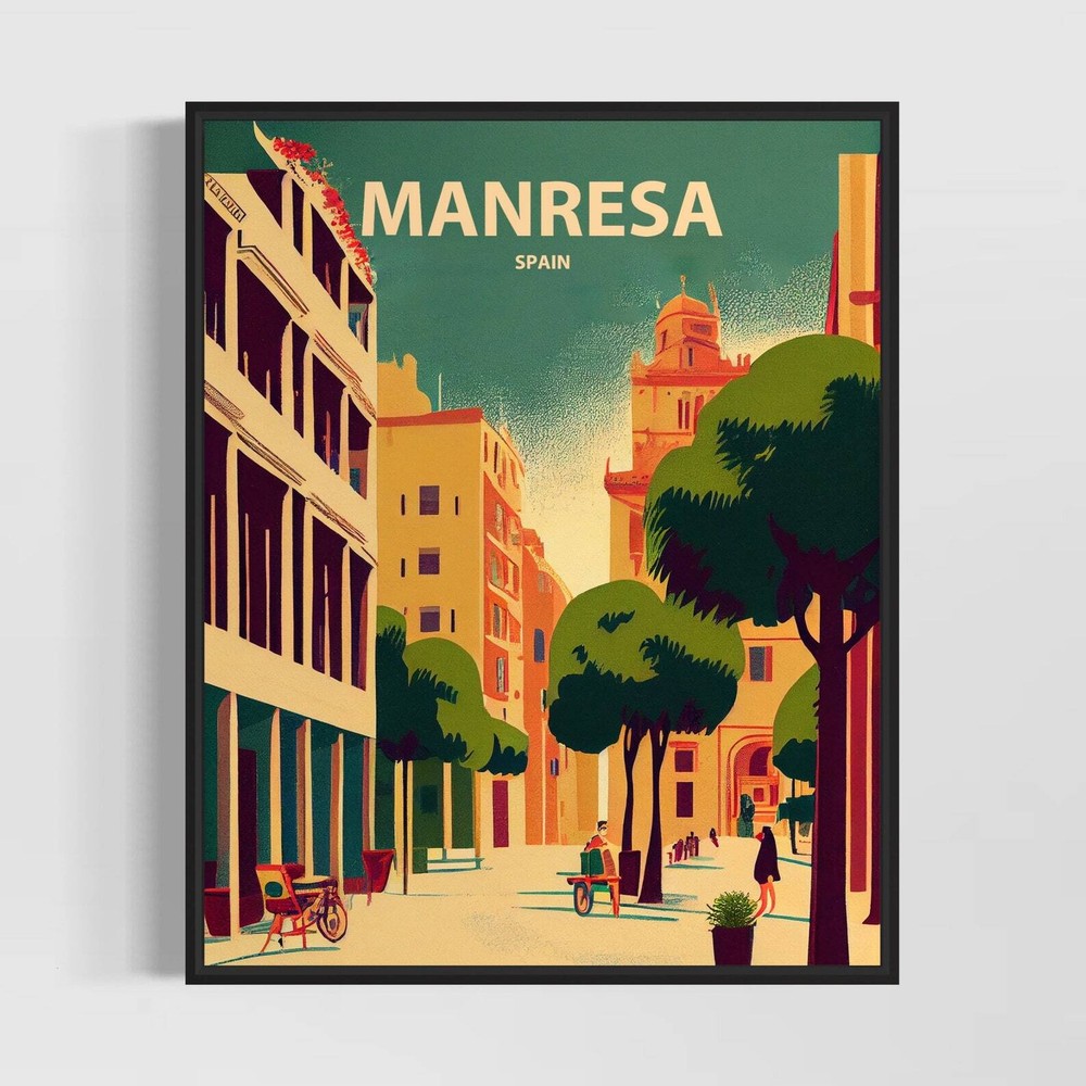 Manresa Span Retro Art Print Manresa Wall Art Illustration Manresa Vintage