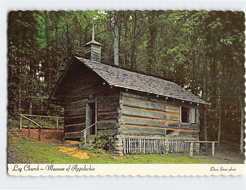 Postcard Log Church Museum of Appalachia Norris Tennessee USA