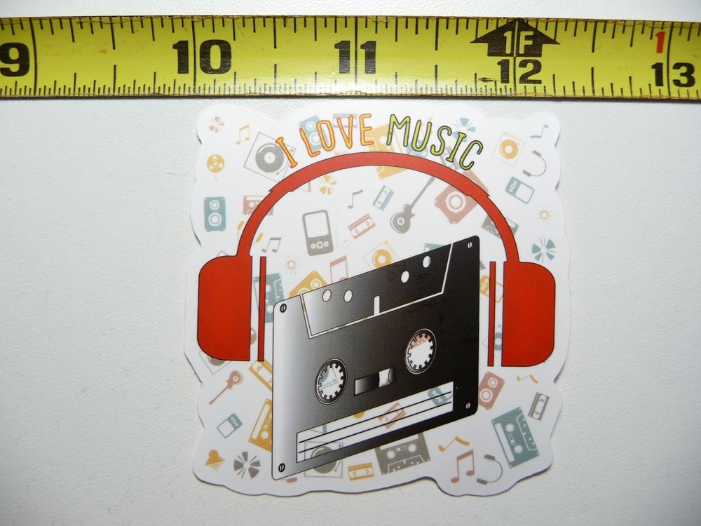 Music Lover Cassette Headphones Speakers Sticker Decal for Band Fans