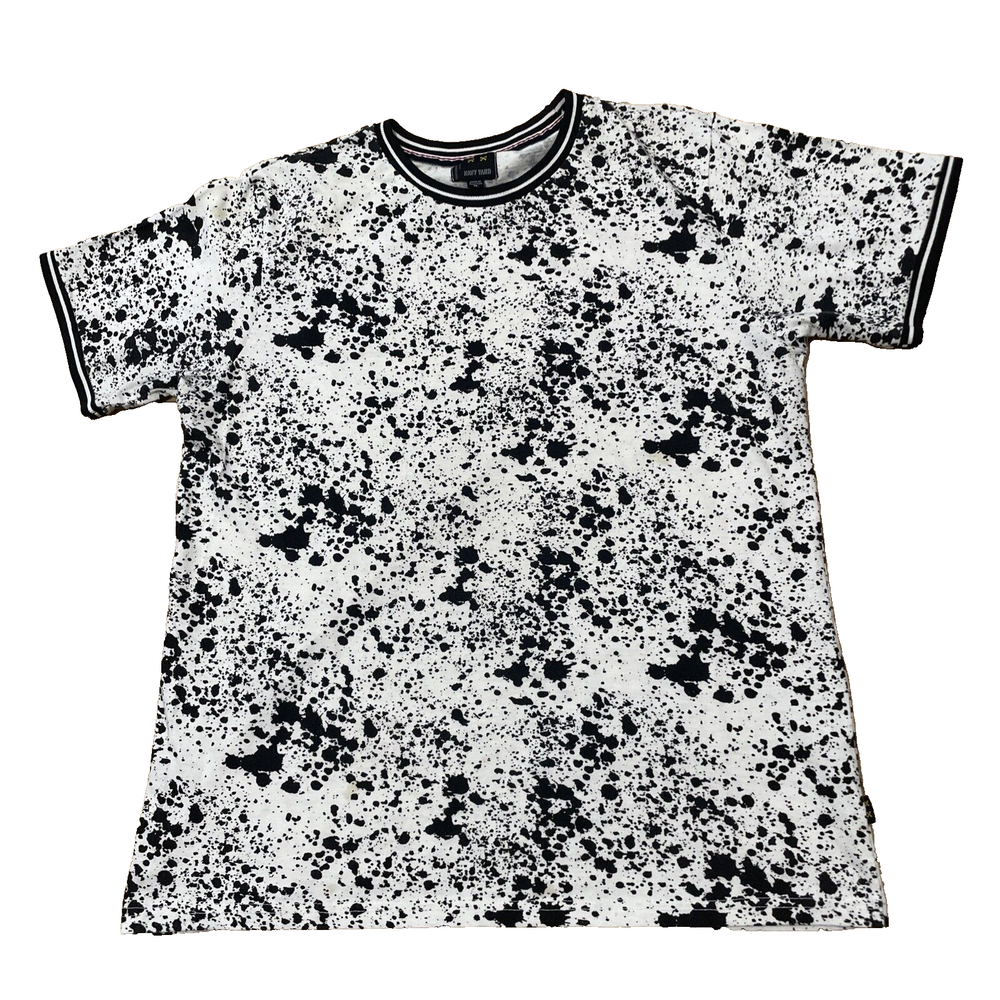 navy yard t shirt XL Black white paint splot dots abstract graphic streetwear-image