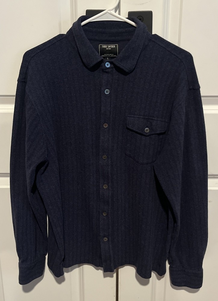 Todd Snyder Men’s Herringbone Knit Flannel Long Sleeve Button Up Shirt Size L