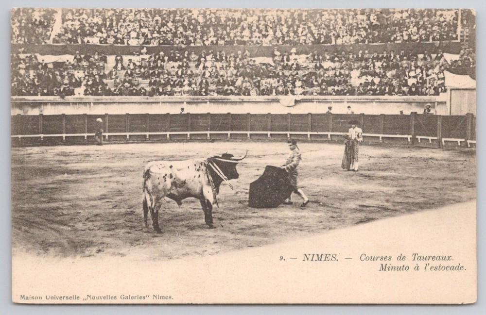 Nimes France Bullfight Minuto L'estocade Postcard Early 1900s French Arena