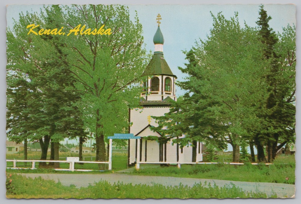 State View~Early Russian Church In Kenai Alaska~Continental Postcard