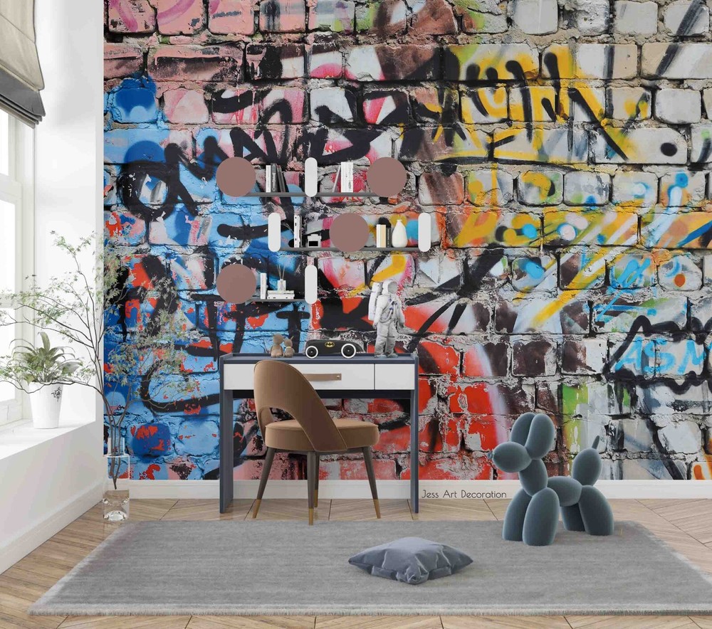3D Abstract Color Graffiti Wall Murals Wallpaper Murals Wall Sticker-image
