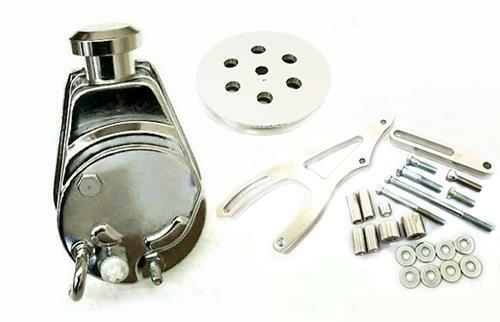 Chrome Saginaw Power Steering Pump & Pulley w/ Ford SBF 302 Mount Bracket Kit