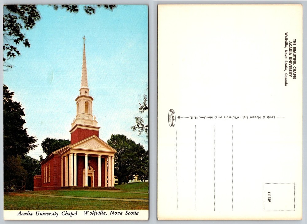Acadia University Chapel Wolfville Nova Scotia Plastichrome Postcard-image