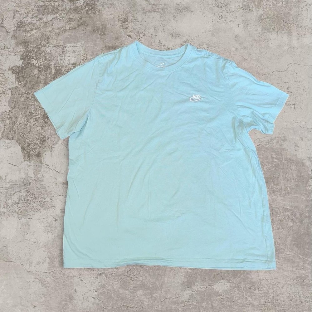 Nike Tee Light Blue Cotton Embroidered Logo Men's Short Sleeve T-Shirt Size XL