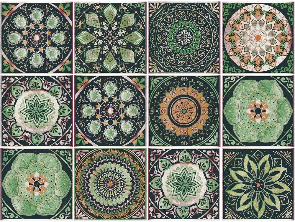 Peel and Stick Tile Stickers DIY for Home Decor- (Pack of 12) 12 Pcs Green