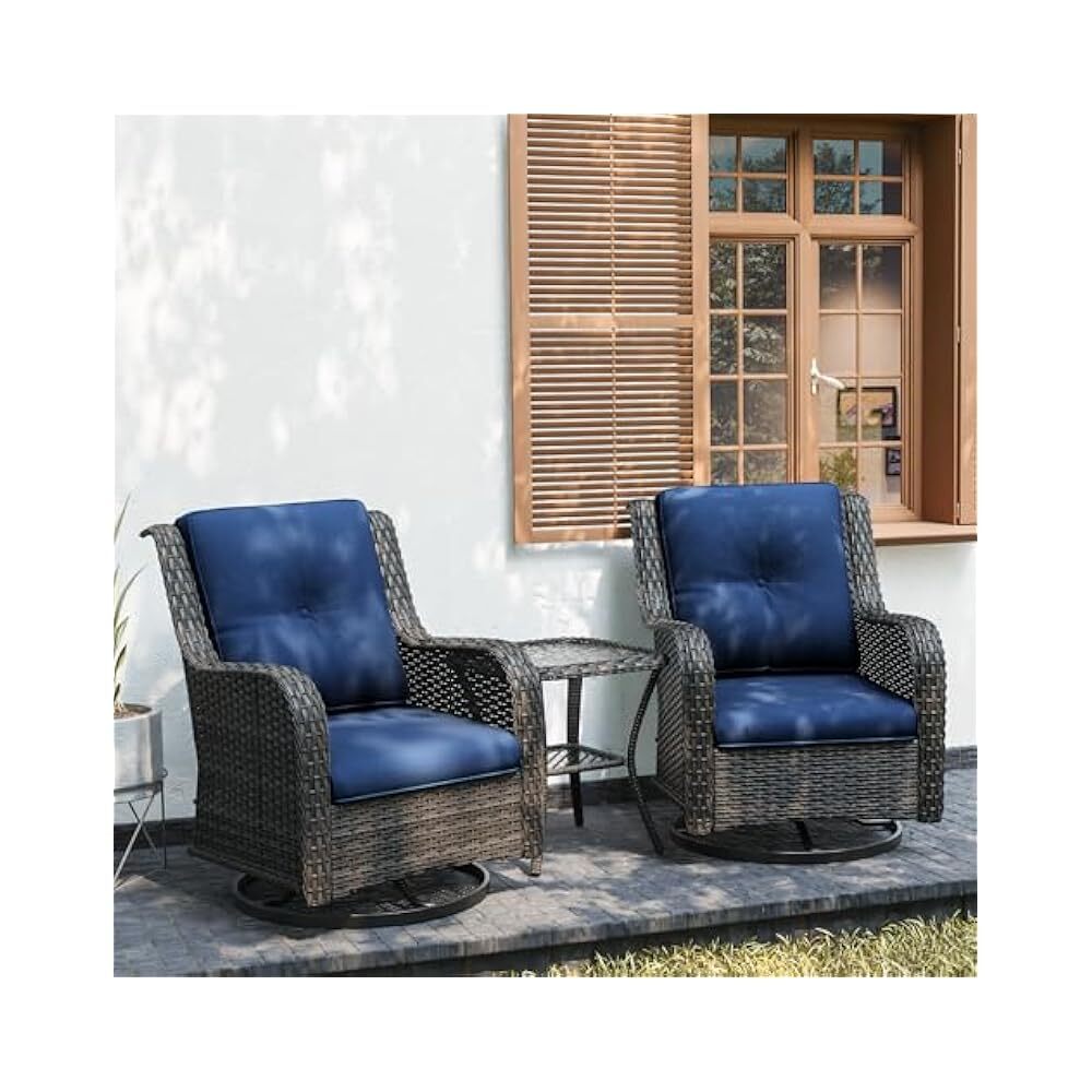 Resin Wicker Patio Rocking Swivel Bistro Set with Table