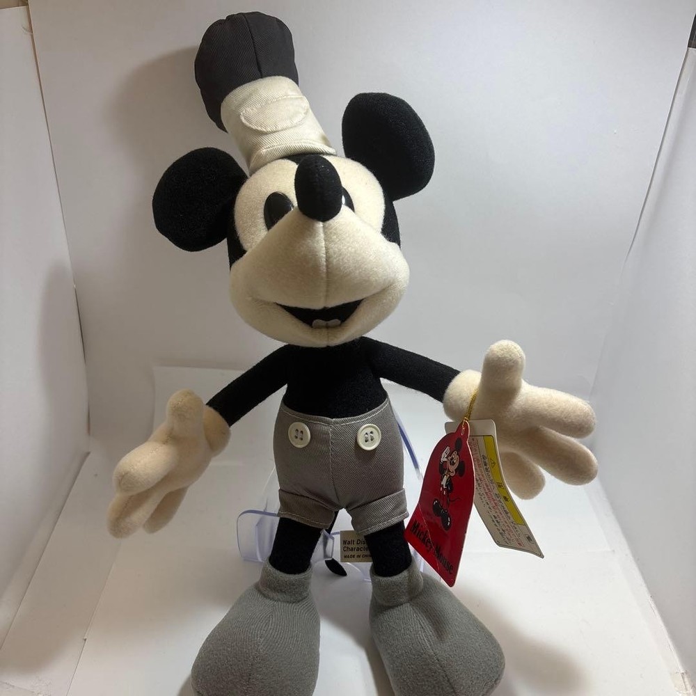 Mickey Mouse Plush Toy Steamboat Willie Tag Disney  Collectible Used