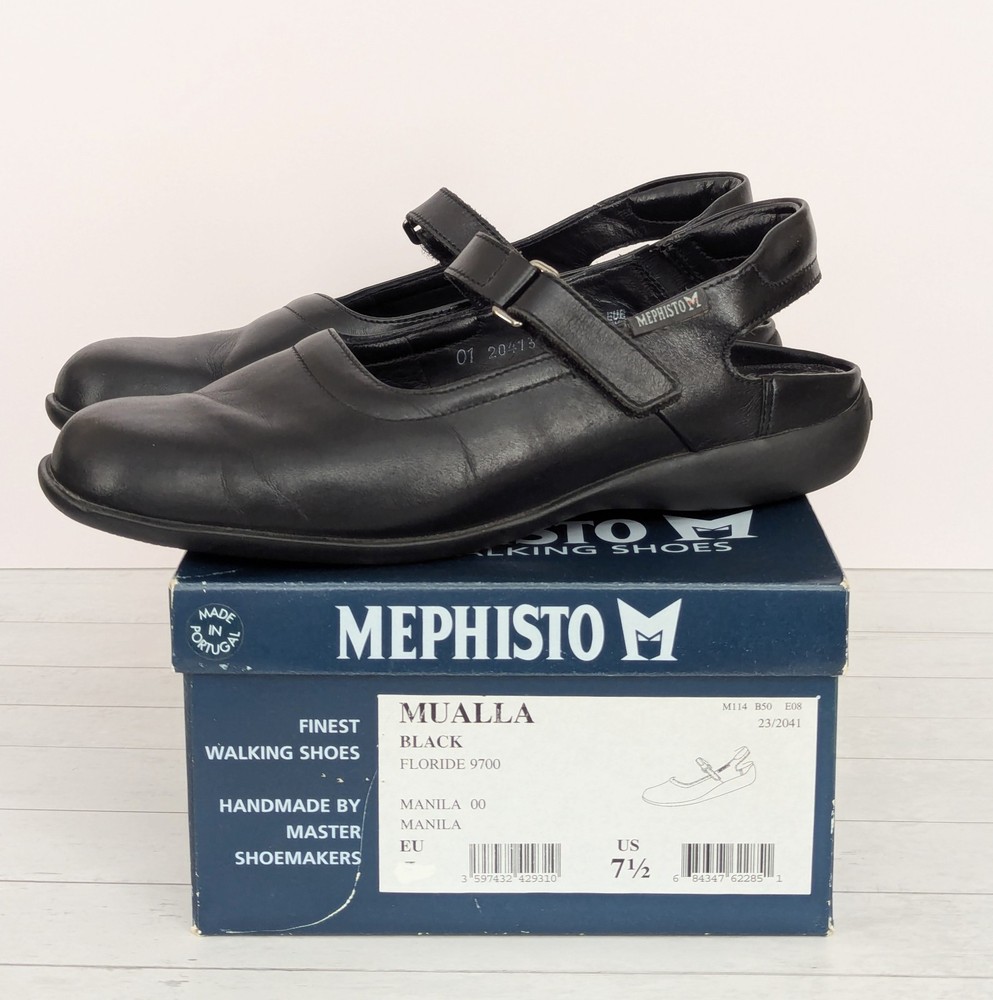 Mephisto Mualla Black Leather Mary Jane Slingback Women's Size 7.5 US Cool-Air