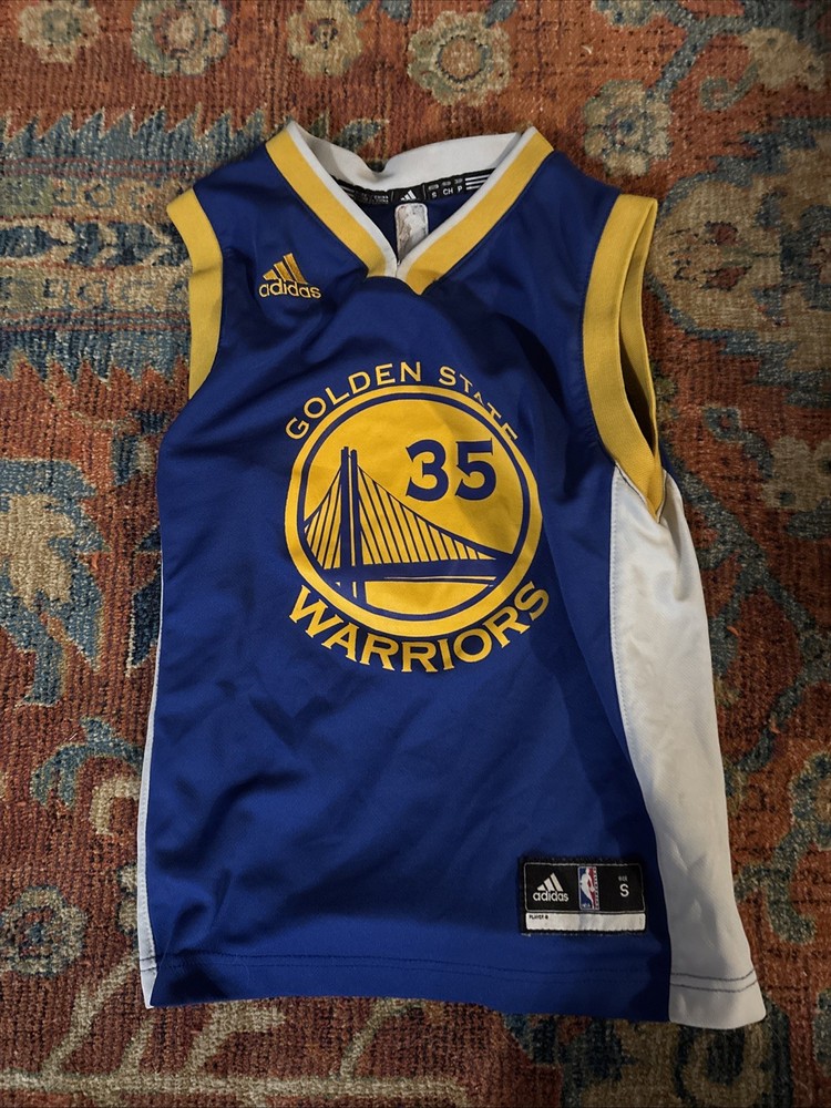 Adidas Golden State Warriors Kevin Durant #35 Blue NBA Jersey, Youth Size Small.