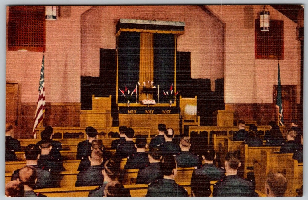 Vtg Linen Postcard Air Force Base Chapel San Antonio, TX 1950s