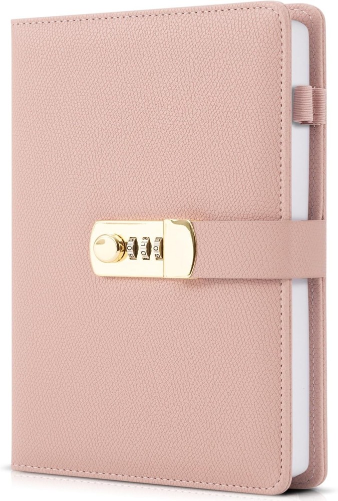 Diary with Lock, Beautiful Leather Journal with Easy to Change Code Lock