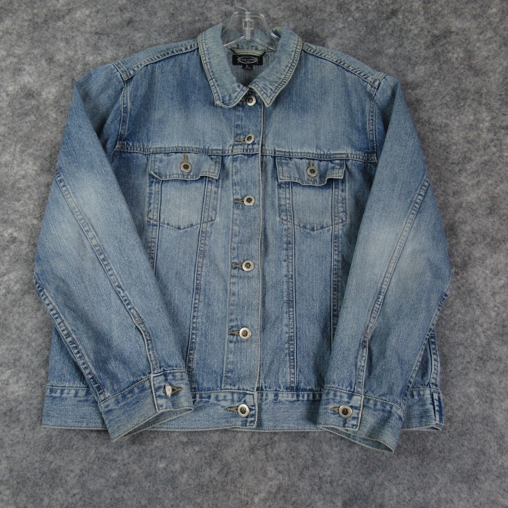 Cecilia Classics Denim Jacket Womens Large Blue Long Sleeve Medium Wash Cotton *