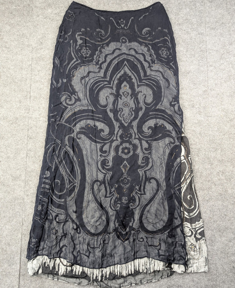 Tahari Silk Maxi Skirt Womens 4 Sheer Layered Whimsigoth Vintage Elevated Dark