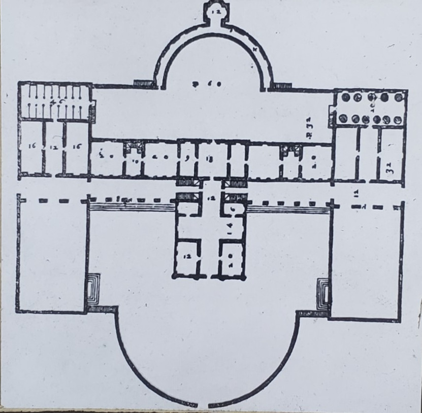 Design Plan, Villa Barbaro, Maser, Italy, A. Palladio, Magic Lantern Glass Slide