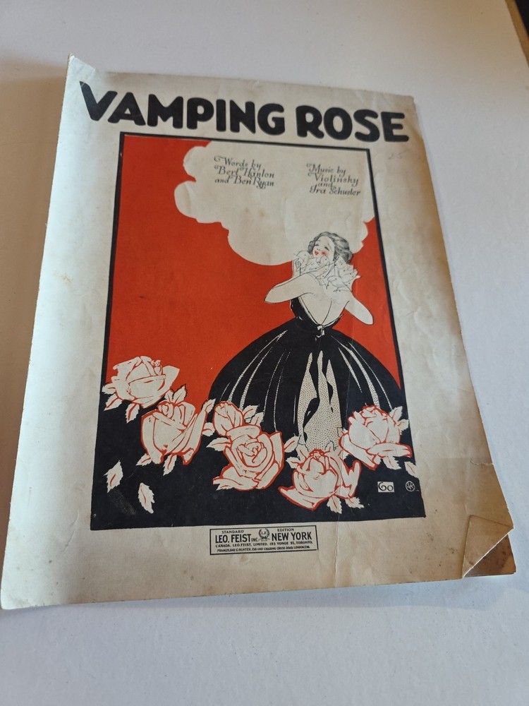 Antique 1921 Vamping Rose Sheet Music