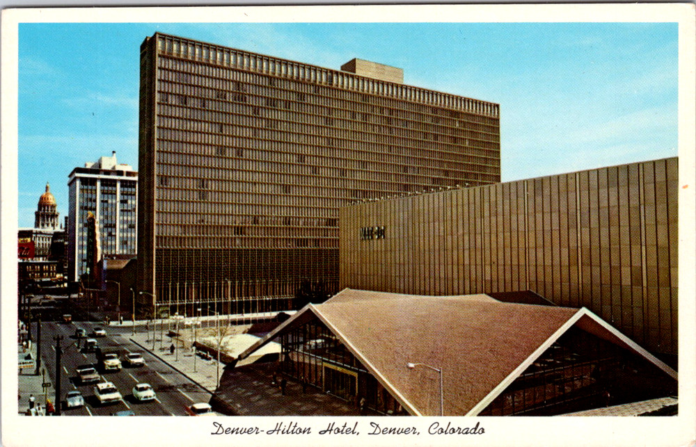 Vintage Postcard Denver Colorado Hilton Hotel Sixteenth Street View