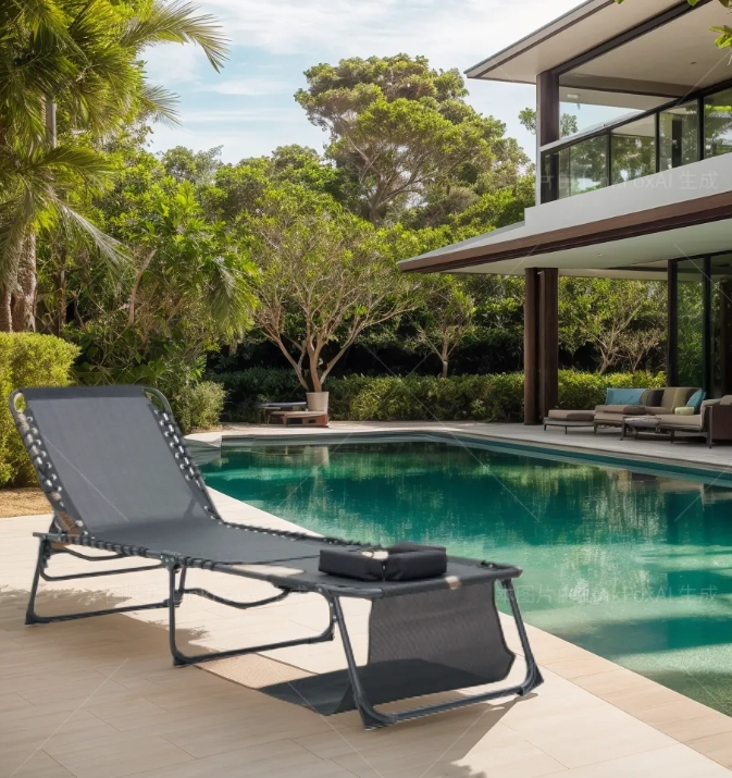 Foldable 5-Position Adjustable Outdoor Chaise Lounge Chair Face Down Design