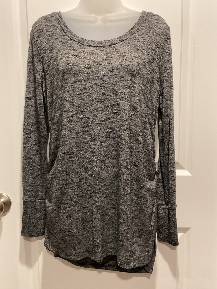 Liz Lange Maternity Shirt Grey Long Sleeve Comfy Large Women’s Tunic Top Layers