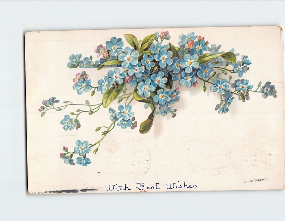Postcard With Best Wishes with Flowers Embossed Art Print