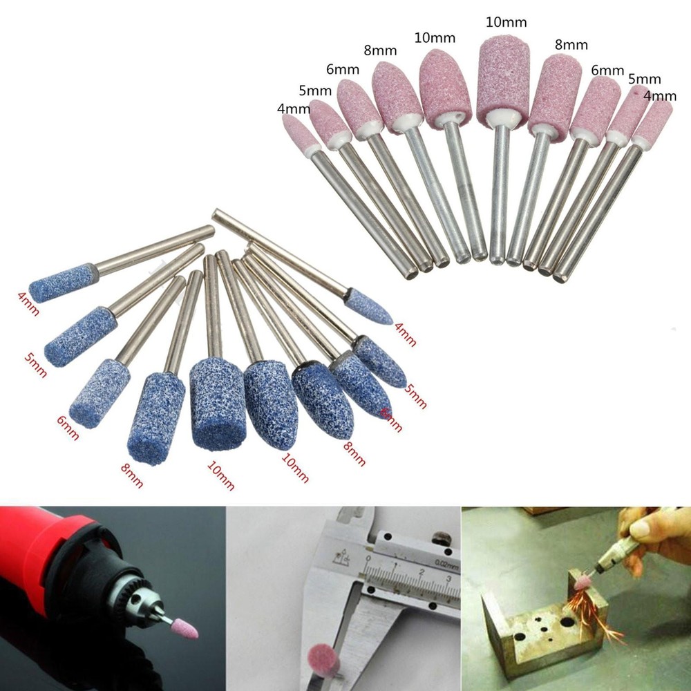 10Pcs 1/8 Inch Abrasive Mounted Grinding Stones for Rotary Dremel Tools