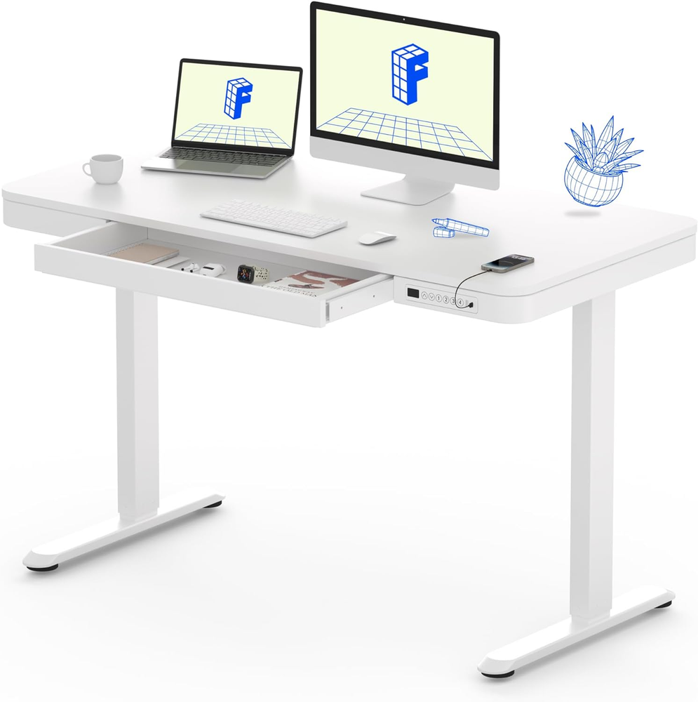 FLEXISPOT Comhar Electric Standing Desk with Drawers Charging USB a to C Port, H
