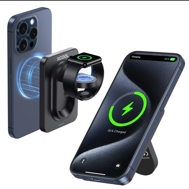 XCOOL SNAPSTAND MAGNETIC 3-n-1 wireless power bank Apple Watch charger Kickstand
