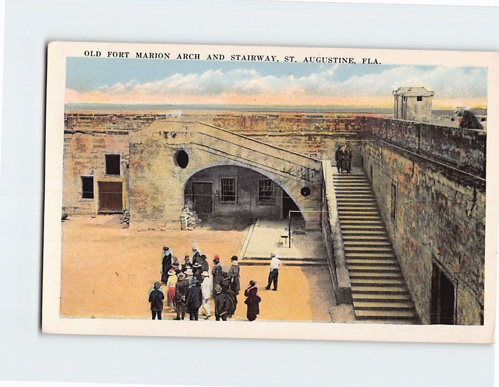 Postcard Old Fort Marion Arch & Stairway St. Augustine Florida USA