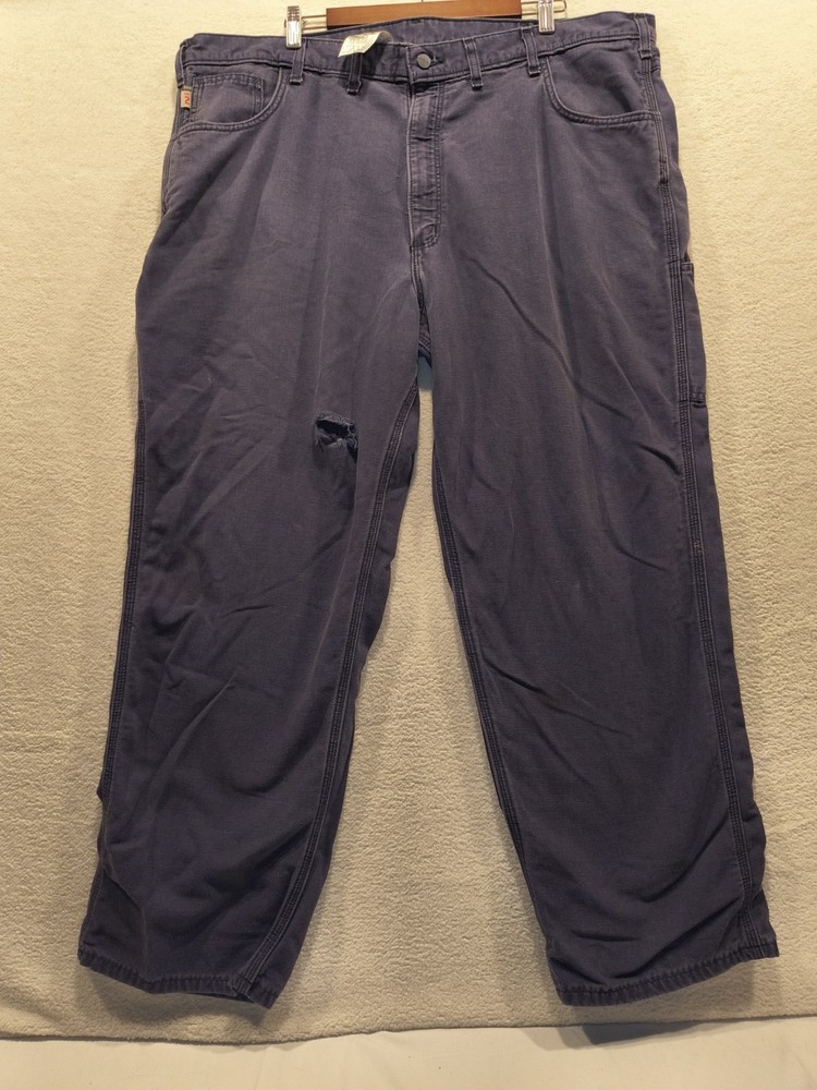 Carhartt Pants Mens 44x30 Blue FR Flame Resistant Midweight Canvas Distressed