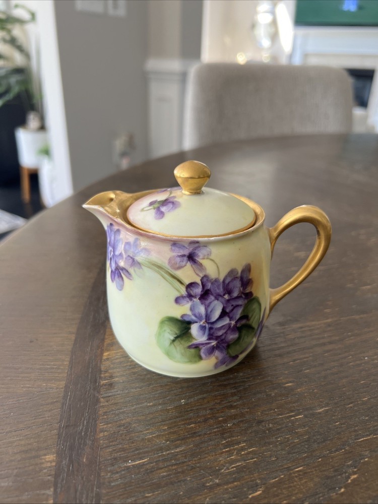 Vintage Creamer With Lid Made In Germany. Fine Porcelain Hand Painted Floral