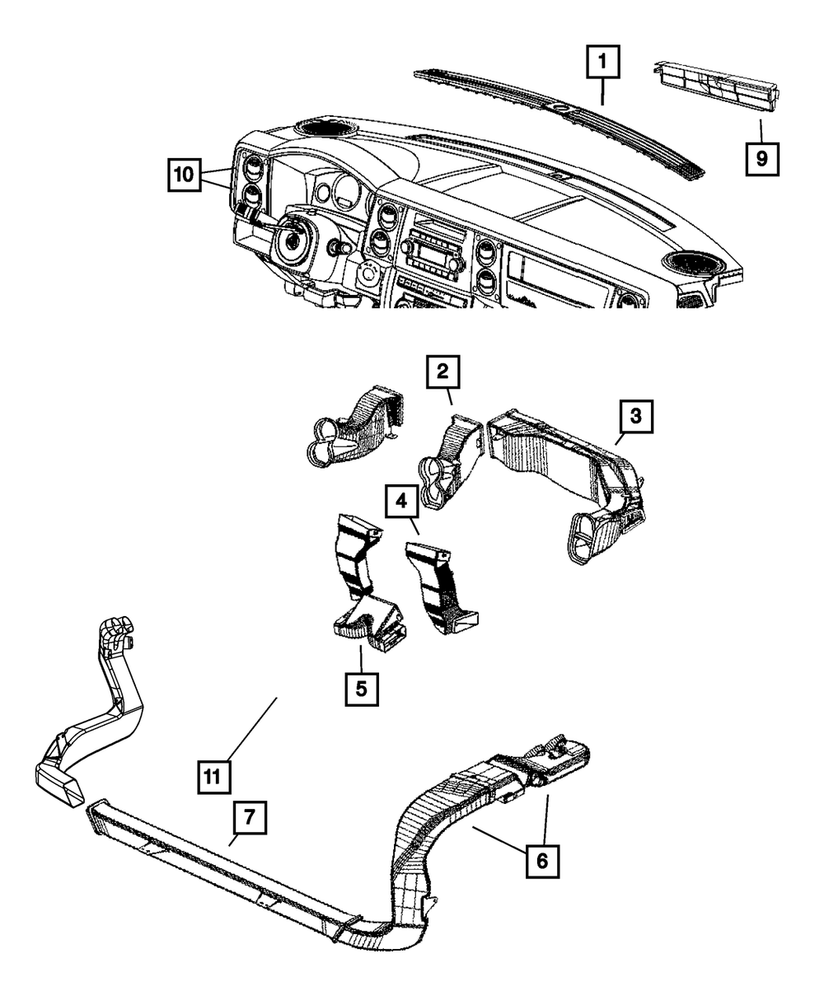 Genuine Mopar AC Outlet Duct Right Side Part 55117102AB