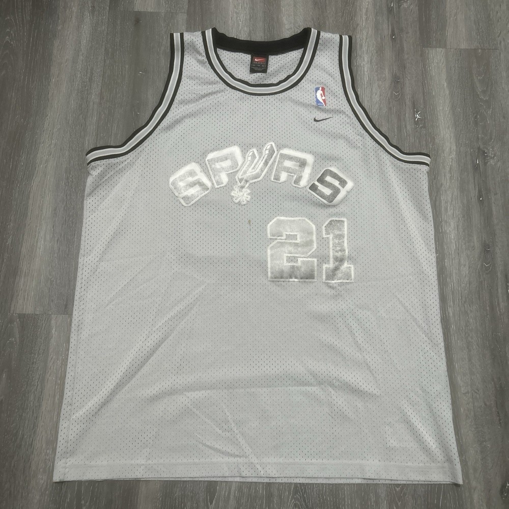 NBA Authentic Tim Duncan #21 San Antonio Spurs Nike SEWN Jersey Length +2 Sz XL