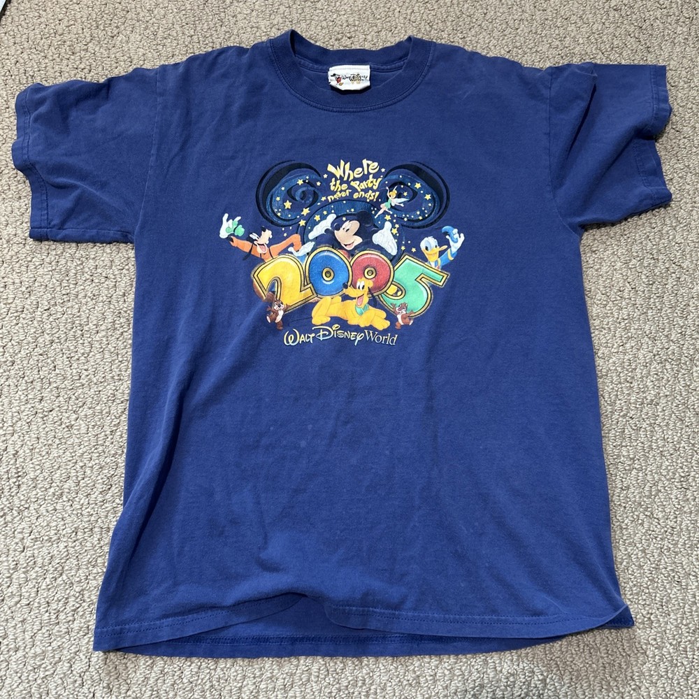 Vintage Disney Shirt Mens Large 2005 Walt Disney World Mickey Goofy Pluto 00s