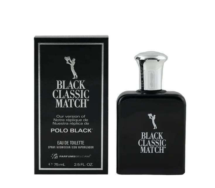 Parfums Belcam Black Classic Match for Men Eau de Toilette Spray, 2.5 fl oz