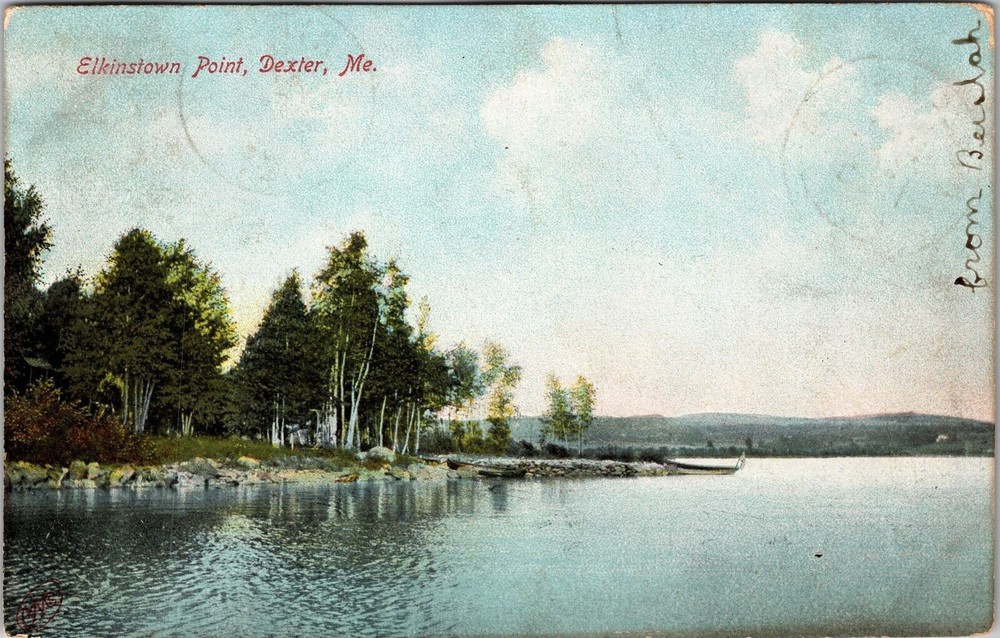 Dexter ME-Maine, Elkinstown Point, Lake, Boat, Vintage Postcard