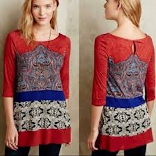 Anthropologie Akemi + Kin Gia Tunic Blouse Top XS Paisley Light Indie Gypsy Boho