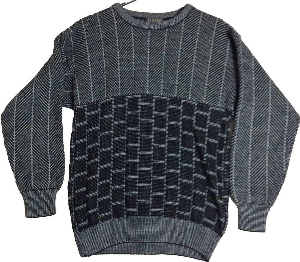 Cuccini Sweater Men's Medium Black Gray Italian Wear Knit Casual Coogi Style