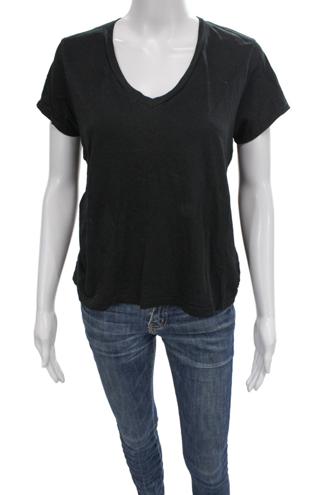 James Perse Womens Black V Neck Basic Cotton T Shirt Short Sleeve Size 4Free Shipping in US $100+ Orders | $6.95 Orders Below